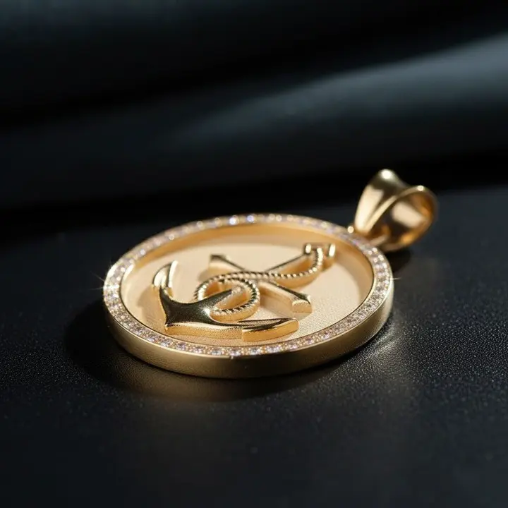 Anchor Diamond 18K Gold Pendant